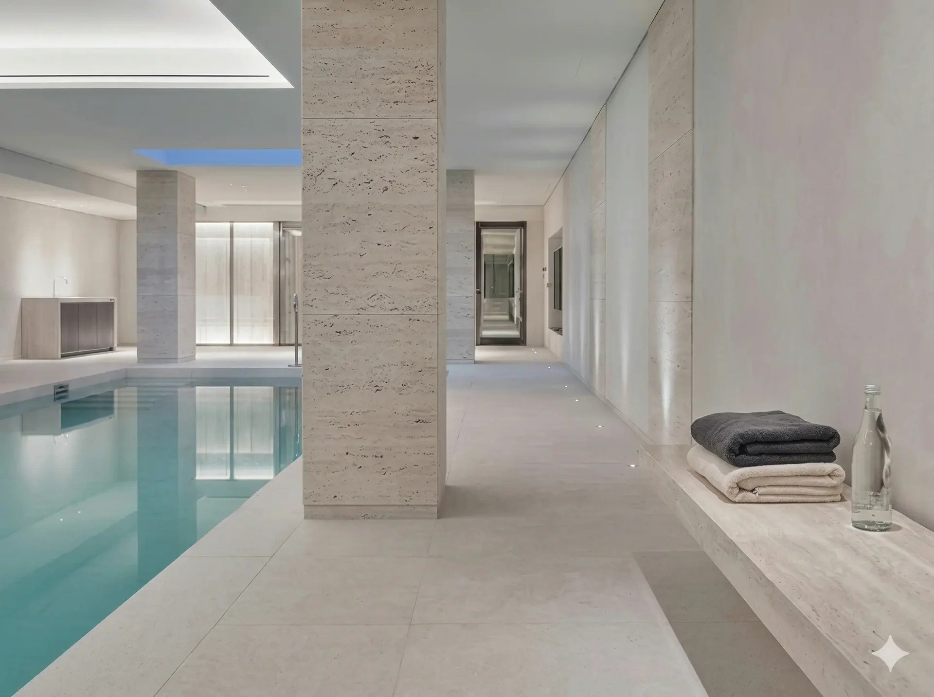 Облицовка бассейна травертином Travertino Classic Light — фигурная резка — Фото 4