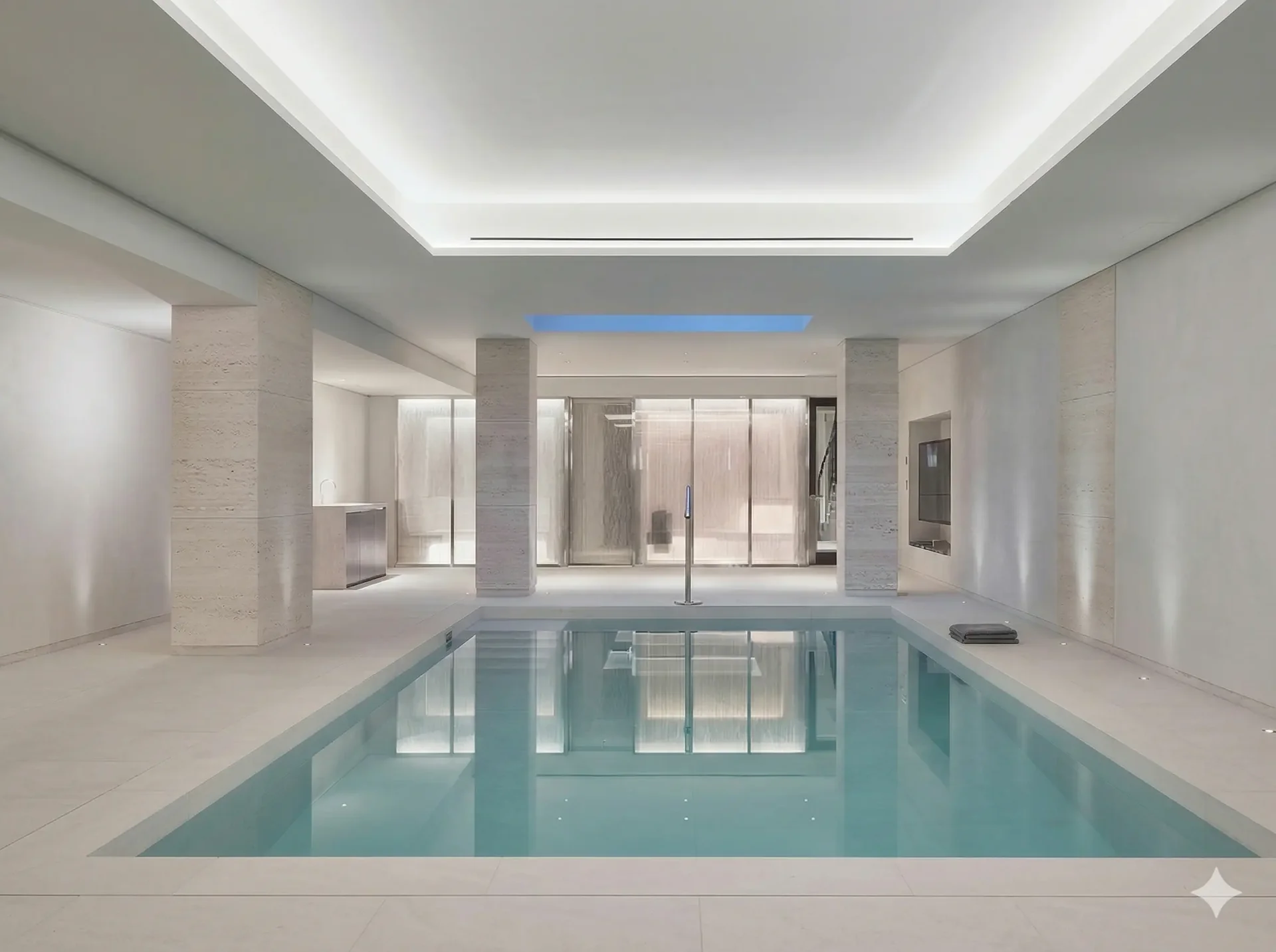 Облицовка бассейна травертином Travertino Classic Light — фигурная резка